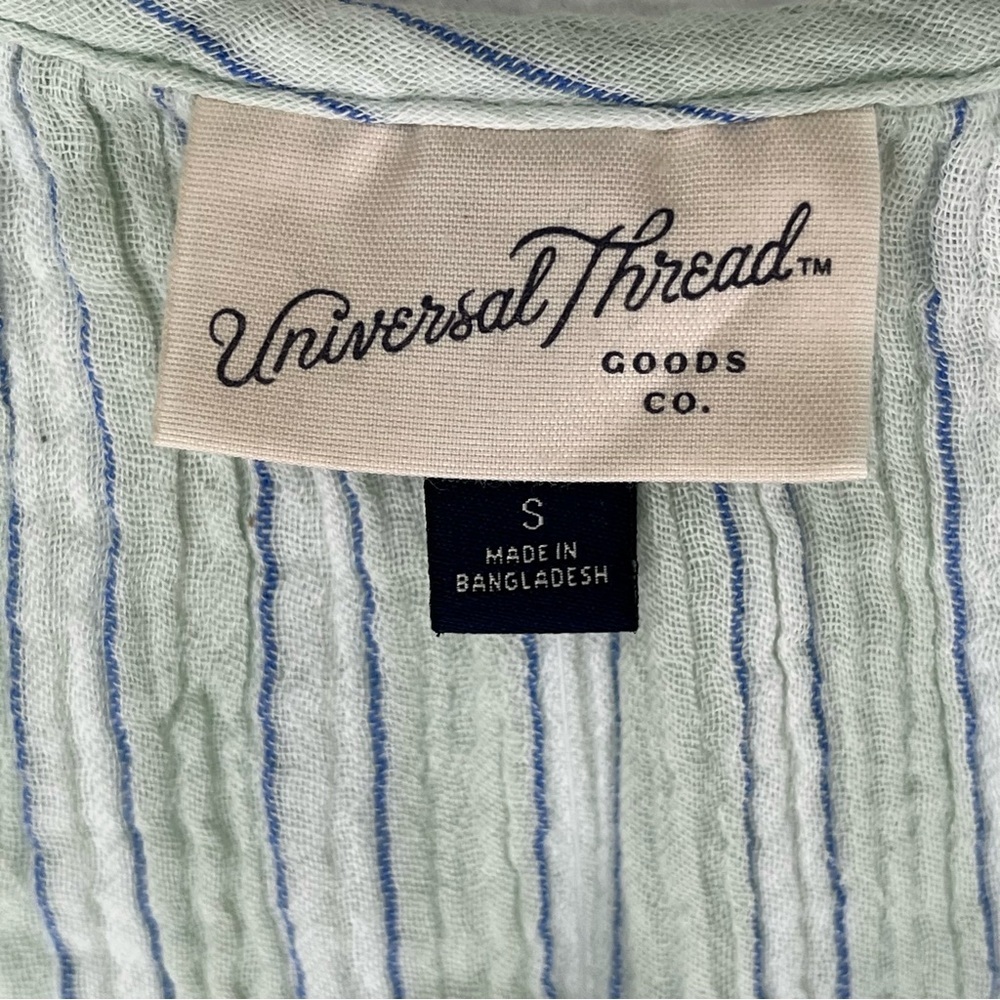 Universal Thread Light Green Striped Sleeveless Tiered Dress Boho Coastal Size S - Picture 7 of 13